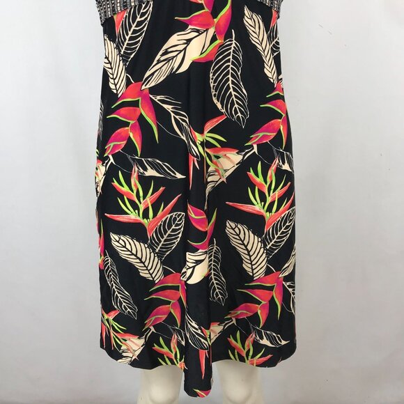 ATHLETA - WOMEN'S XS -BLACK FLORAL SPAGHETTI STRAP BUILT IN BRA SUN DRESS - Picture 3 of 7